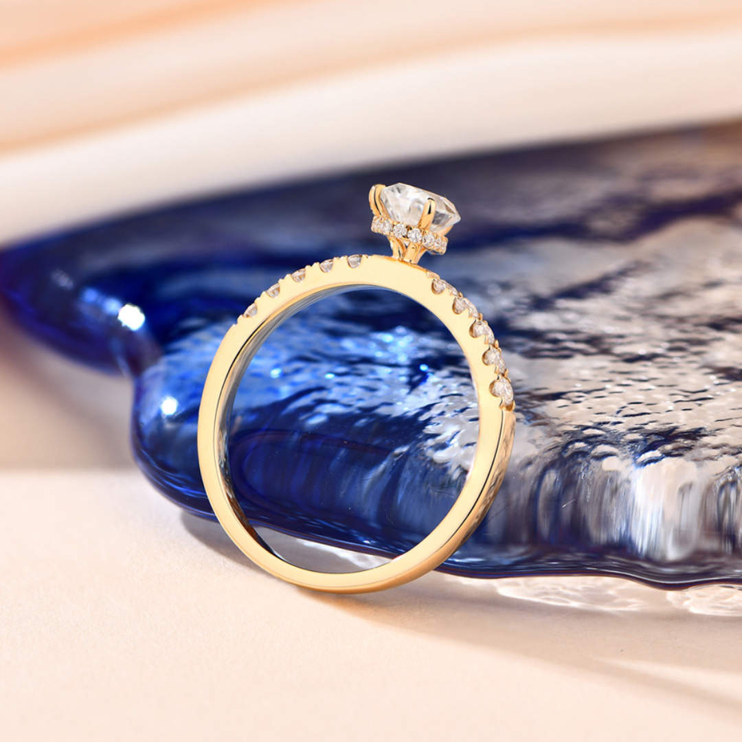 "Gold Pear" 1 Carat Moissanite Diamond Ring