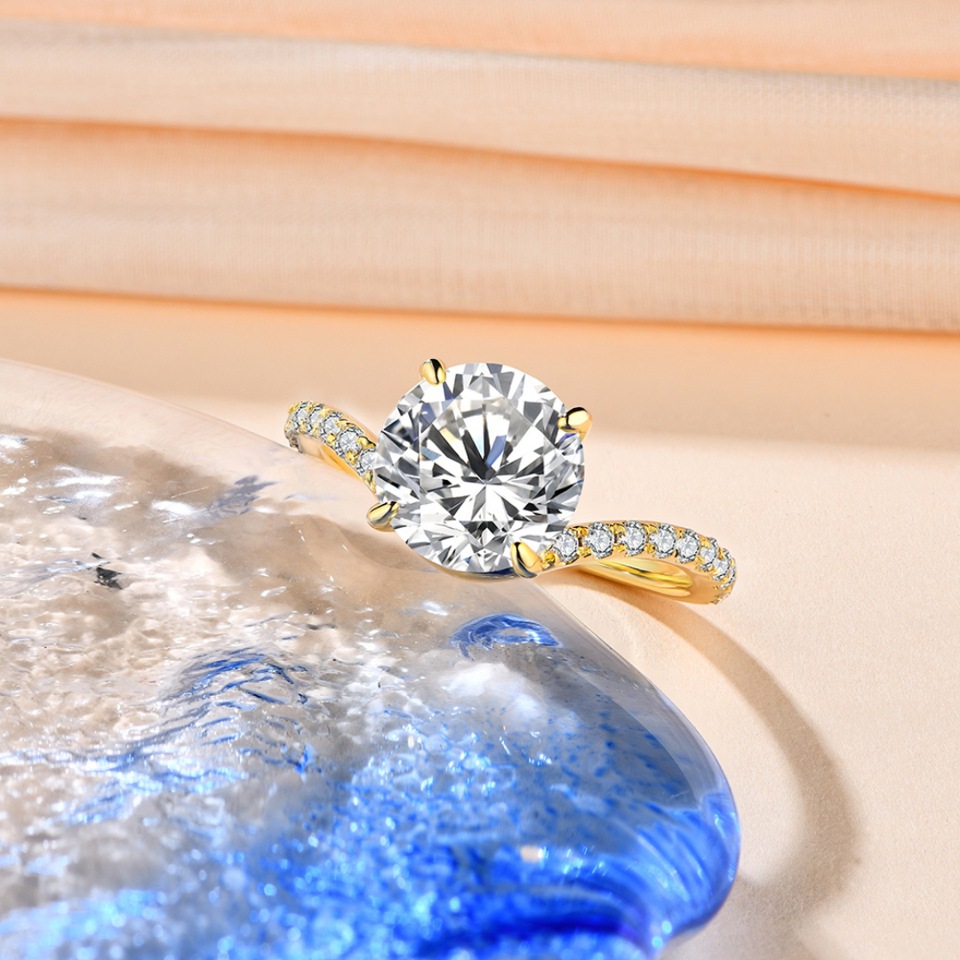 "Brilliant Wave" 3 Carat Moissanite Diamond Ring