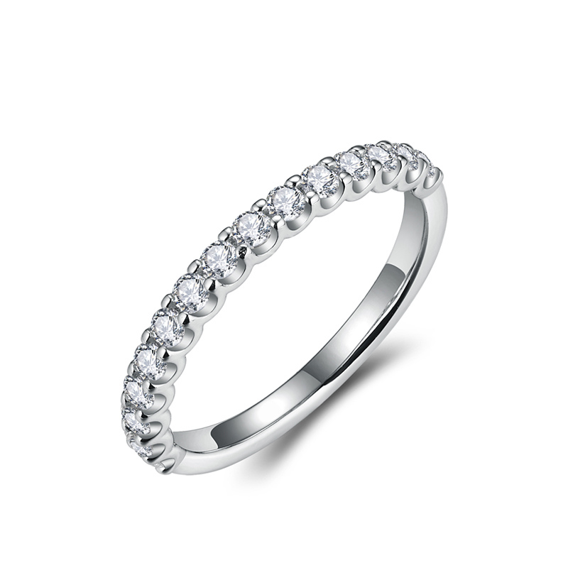 "Brilliant Half Band" 2 mm Moissanite Diamonds Ring