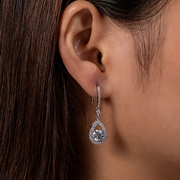 "Tear Drop"  Moissanite Diamond Earrings