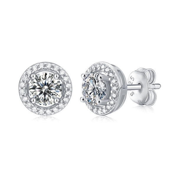 "Halo" Earrings Moissanite Diamond