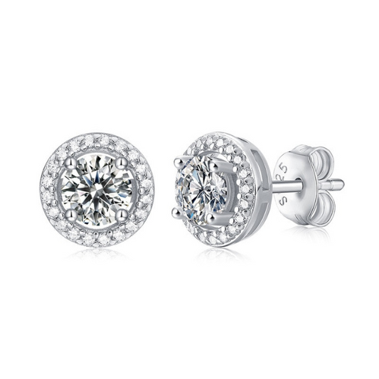 "Halo" Earrings Moissanite Diamond