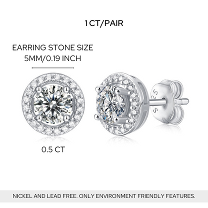 "Halo" Earrings Moissanite Diamond