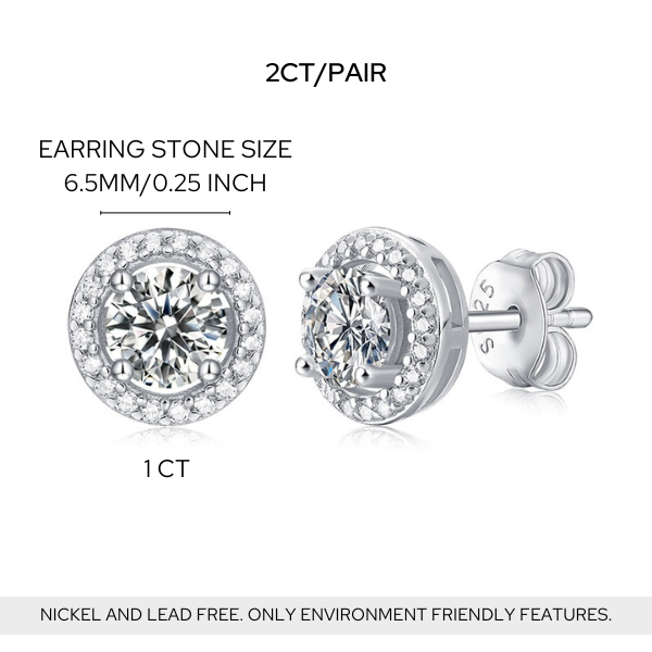 "Halo" Earrings Moissanite Diamond
