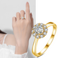 "Gold Halo" Round Brilliant Moissanite Diamond Ring