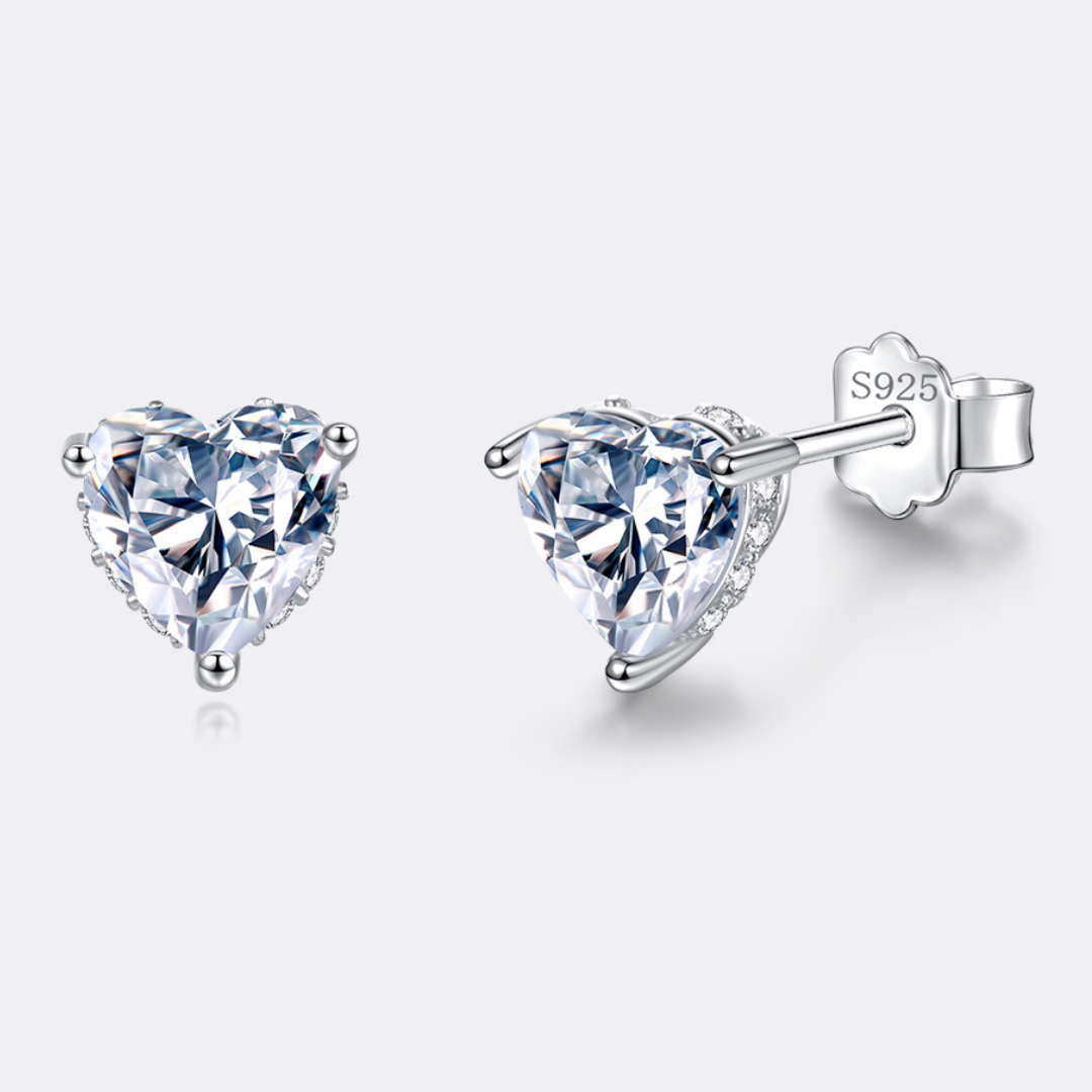 "Heart" Moissanite Diamond Earrings