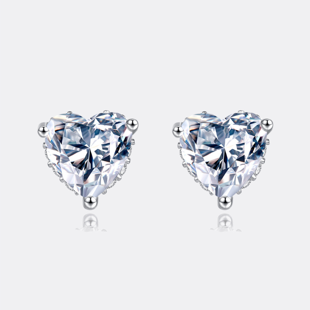 "Heart" Moissanite Diamond Earrings