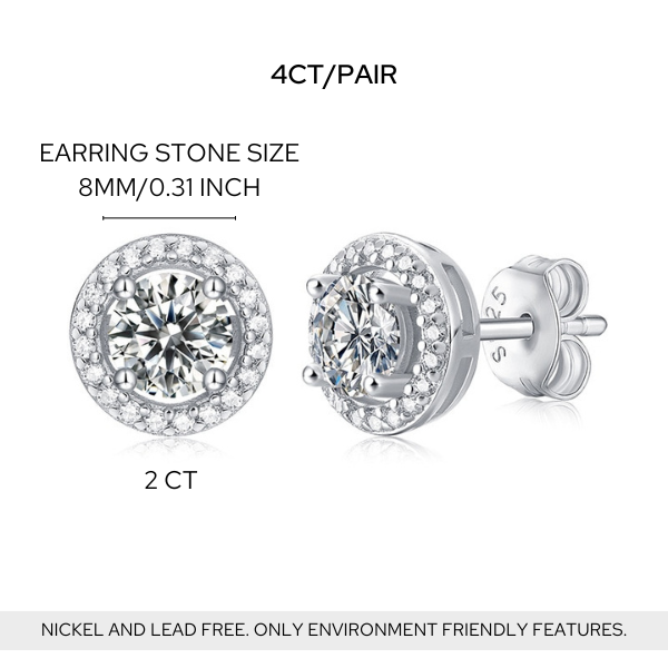"Halo" Earrings Moissanite Diamond