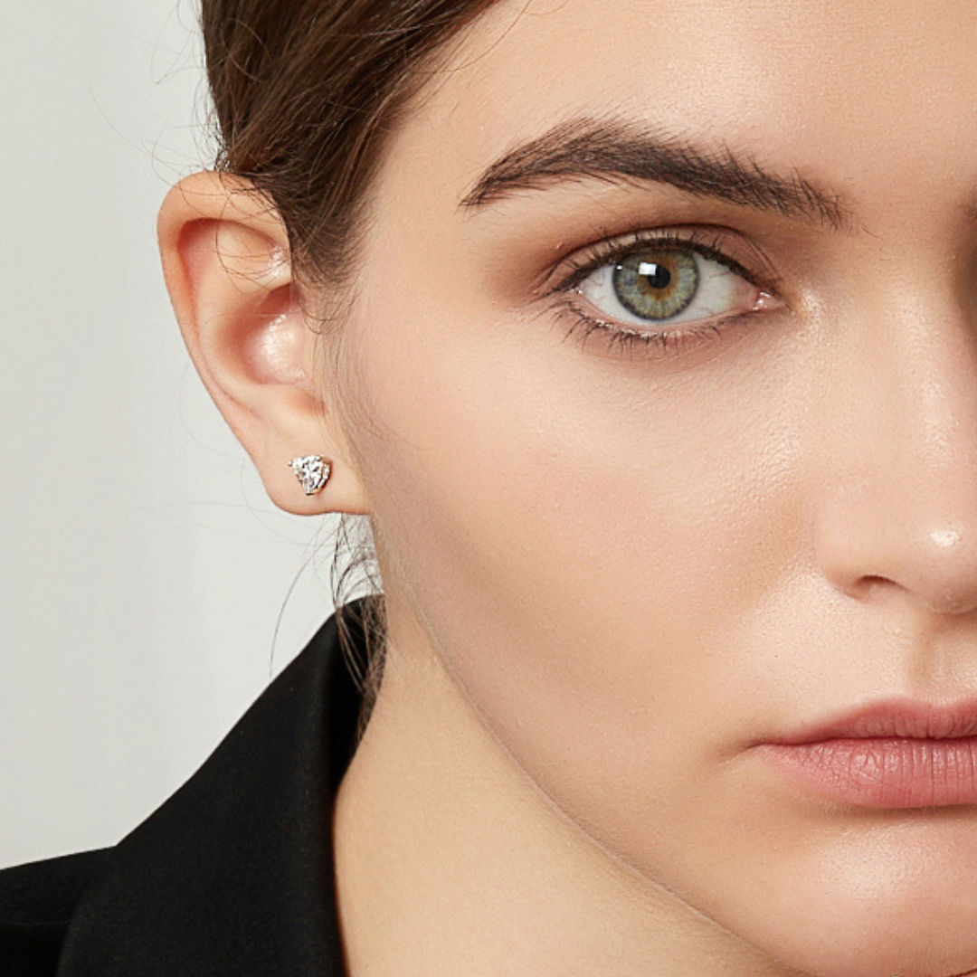 "Heart" Moissanite Diamond Earrings