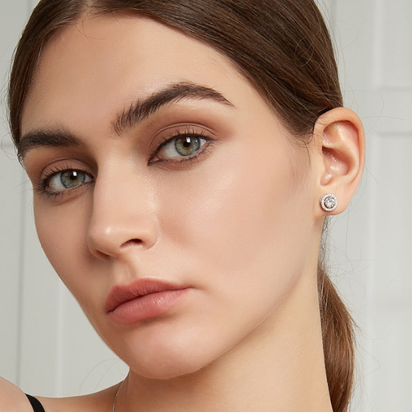 "Halo" Earrings Moissanite Diamond