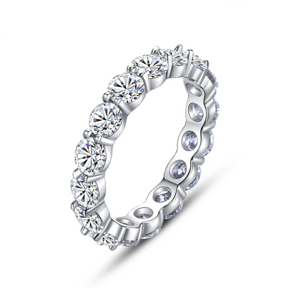 "Eternity" Solid Silver 4 mm Moissanite Band Ring