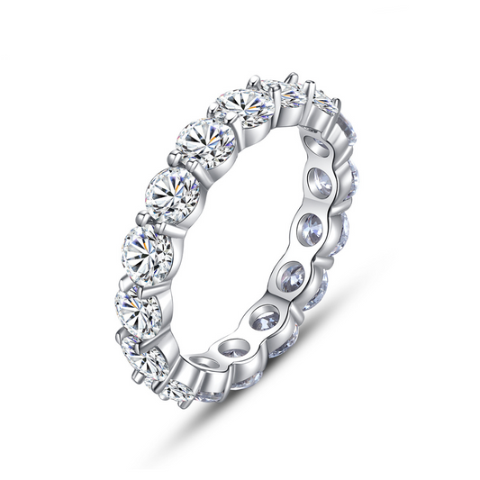 "Eternity" Solid Silver 4 mm Moissanite Band Ring