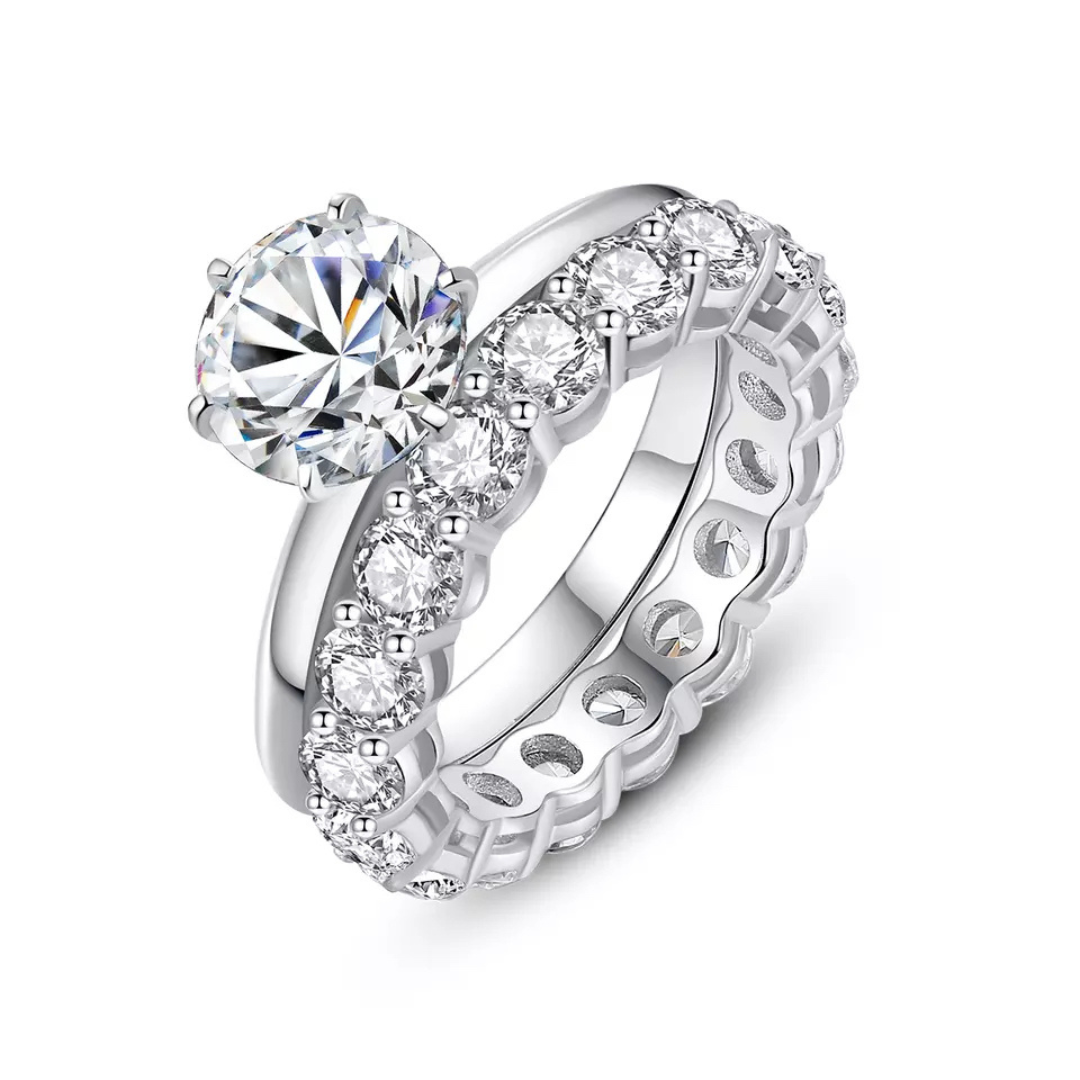 "2 Carat Ring Set" Moissanite Diamond Band Ring
