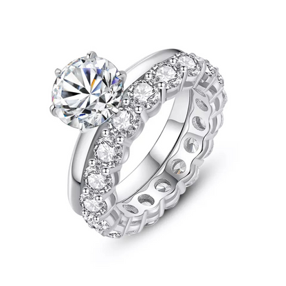 "2 Carat Ring Set" Moissanite Diamond Band Ring