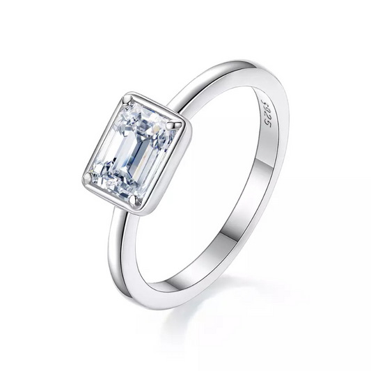"Emerald Cut" Moissanite Diamond Ring