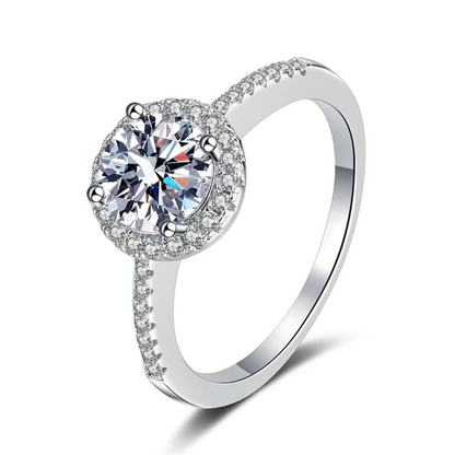 "Halo" Round Brilliant Moissanite Diamond Ring