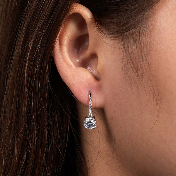 "Round Drop" Earrings Moissanite Diamond