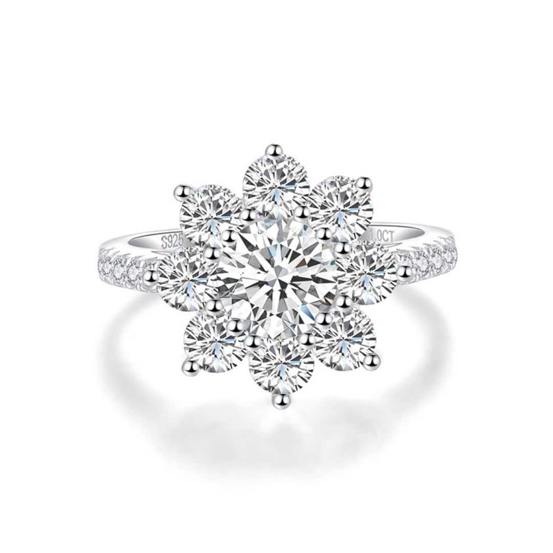 "Snowflake" 2 Carat Moissanite Diamond Ring