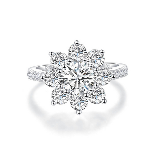 "Snowflake" 2 Carat Moissanite Diamond Ring