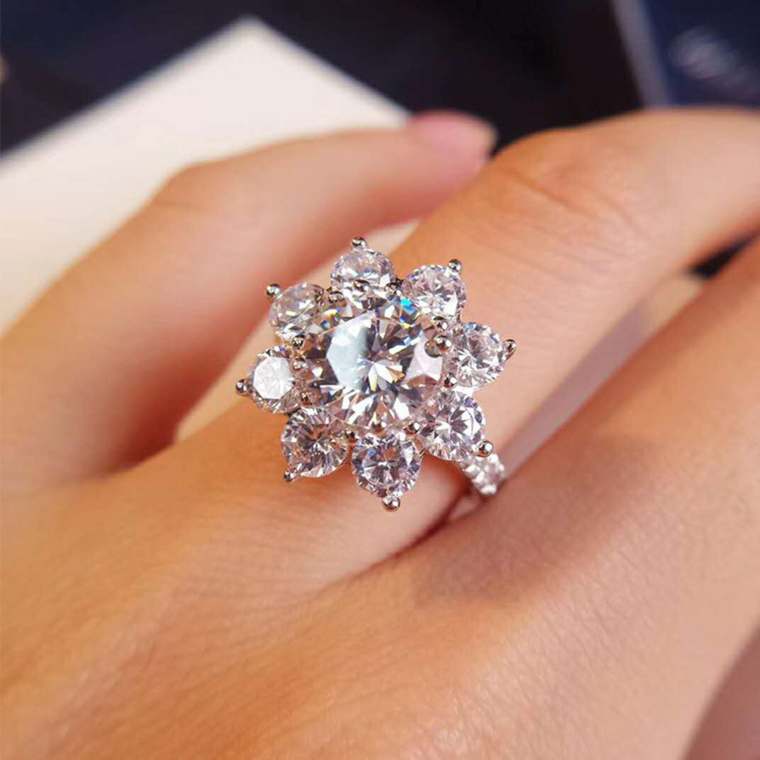 "Snowflake" 2 Carat Moissanite Diamond Ring