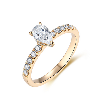 "Gold Pear" 1 Carat Moissanite Diamond Ring