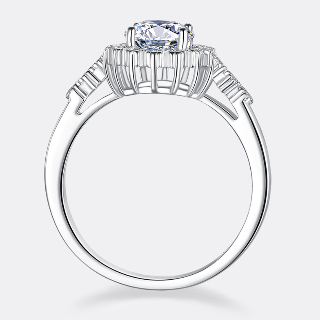 "Flower" Round Brilliant Cut Moissanite Diamond Ring