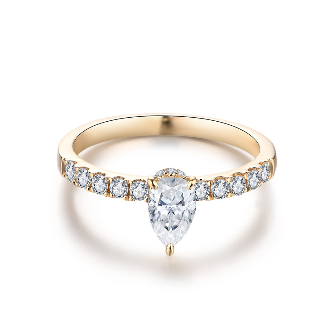 "Gold Pear" 1 Carat Moissanite Diamond Ring