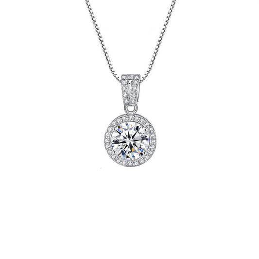 "Charming Halo" Moissanite Diamond Necklace
