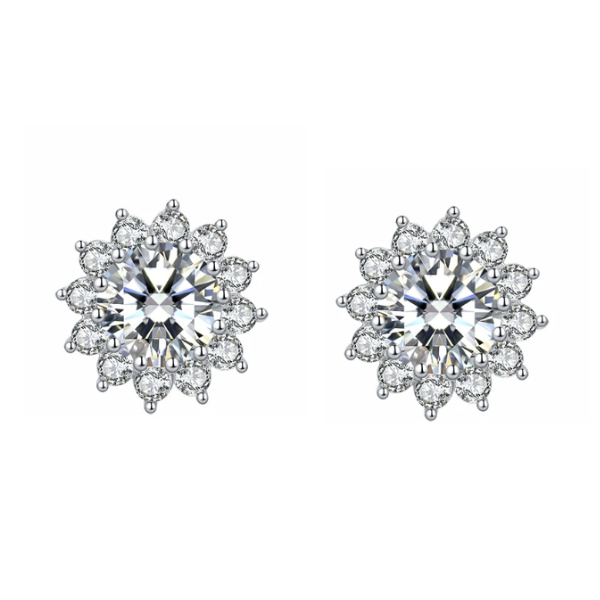 "Sunflower" 2 Carat Moissanite Diamond Earrings