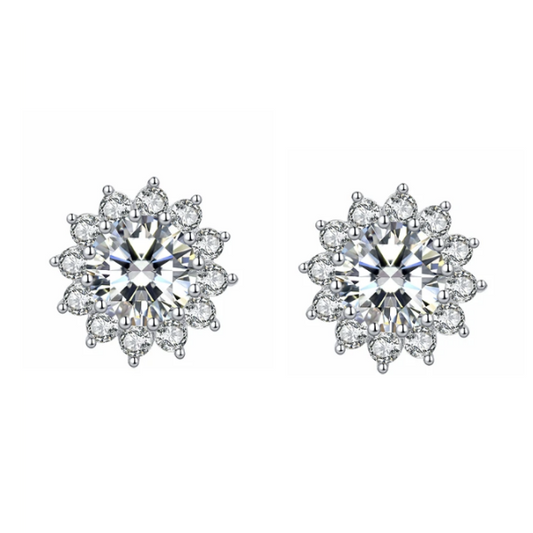 "Sunflower" 2 Carat Moissanite Diamond Earrings