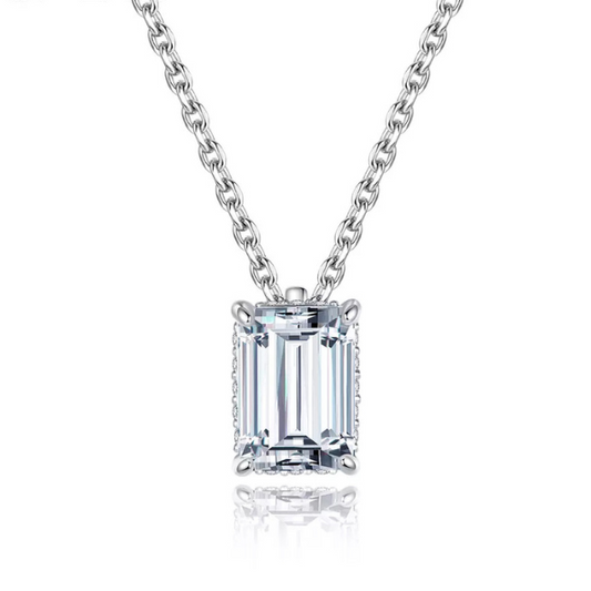Emerald Cut 1 Carat Moissanite Diamond Necklace