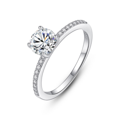 "4 Prong Brilliant" 1 Carat Moissanite Diamond Ring