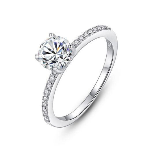 "4 Prong Brilliant" 1 Carat Moissanite Diamond Ring