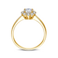 "Gold Halo" Round Brilliant Moissanite Diamond Ring