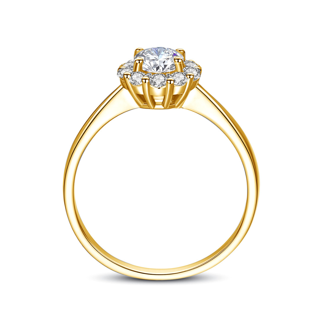 "Gold Halo" Round Brilliant Moissanite Diamond Ring