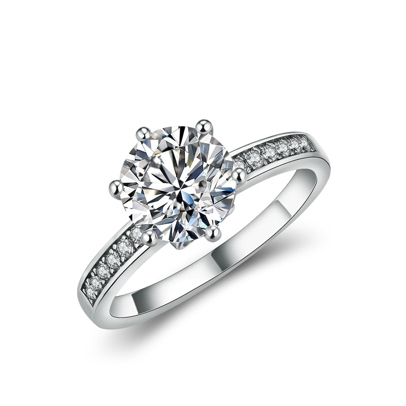 "6 Prong Brilliant" 2 Carat Moissanite Diamond Ring