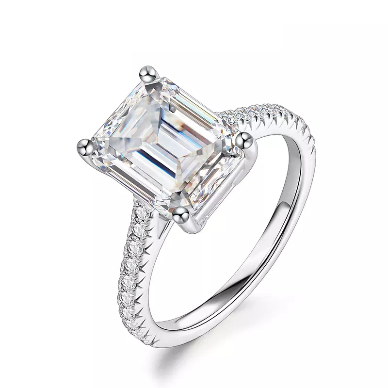 "Emerald" 3 Carat Moissanite Diamond Ring