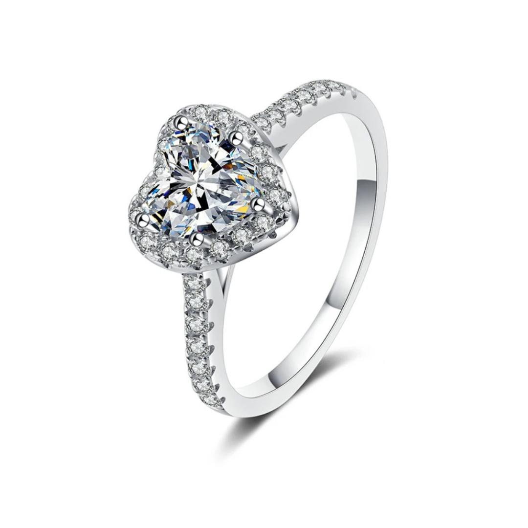 "Halo Heart" 1 Carat Moissanite Diamond Ring