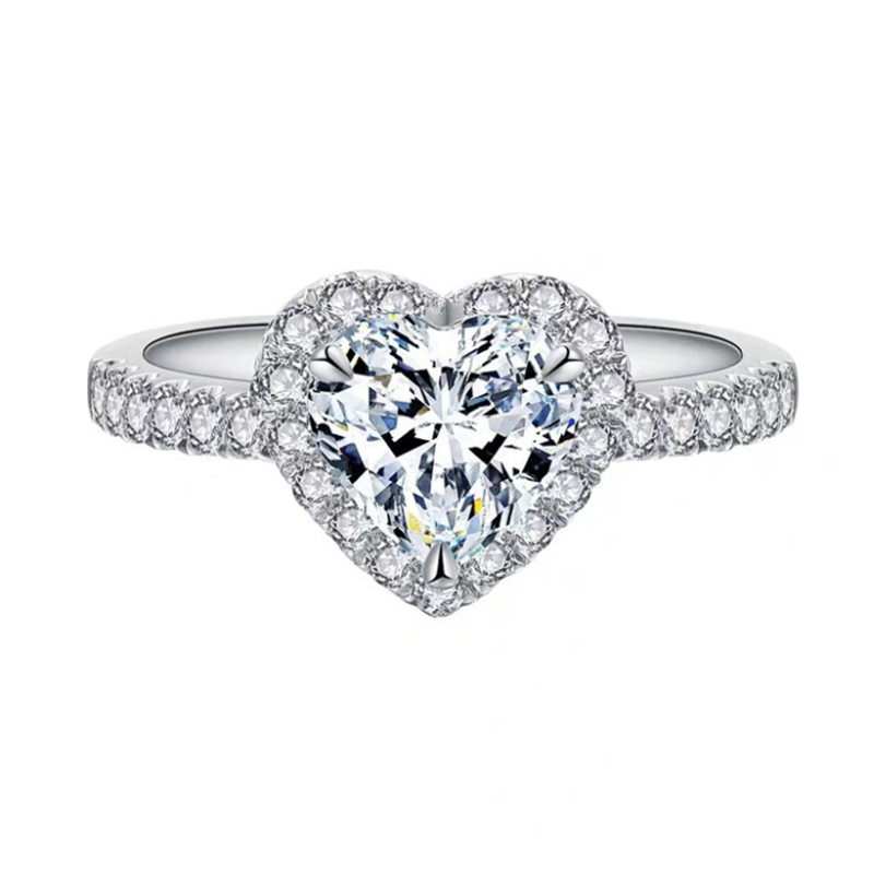 "Halo Heart" 1 Carat Moissanite Diamond Ring