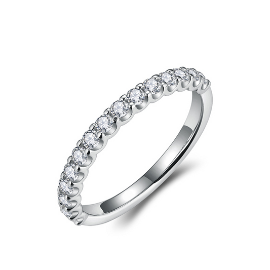 "Brilliant Half Band" 2 mm Moissanite Diamonds Ring