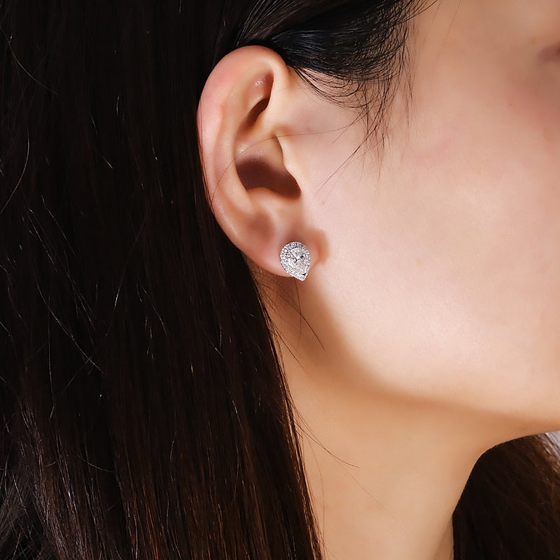 "Halo Drop" Moissanite Diamond Earrings