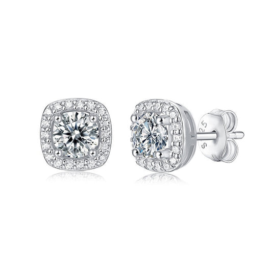 "Halo Sq" Moissanite Diamond Earrings