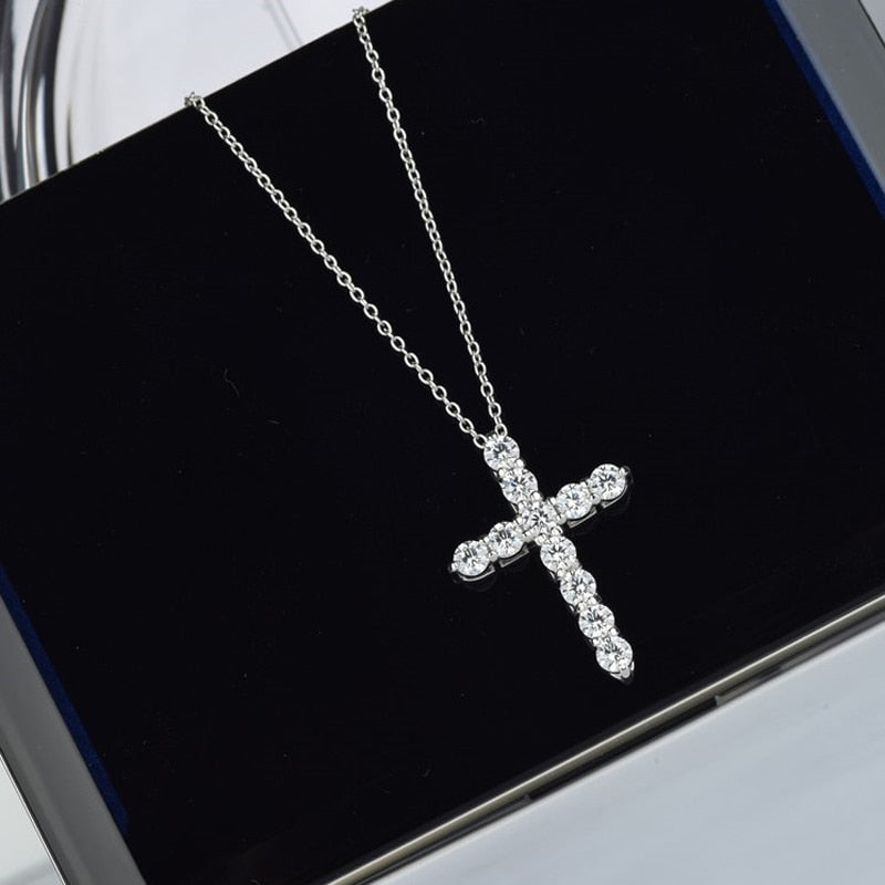 "Cross" Moissanite Diamonds Necklace
