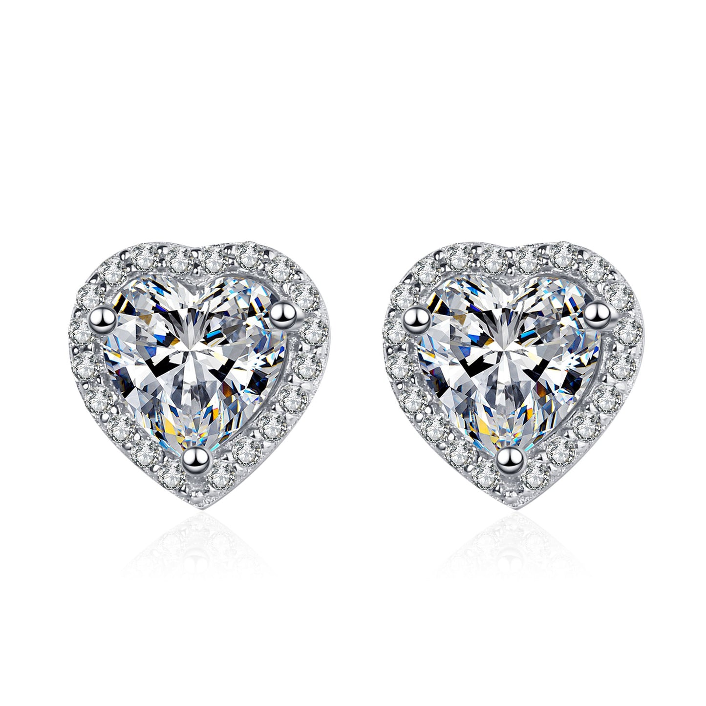 "Halo Heart" Moissanite Diamond Earrings