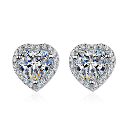 "Halo Heart" Moissanite Diamond Earrings