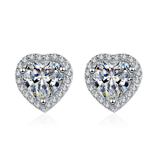 "Halo Heart" Moissanite Diamond Earrings