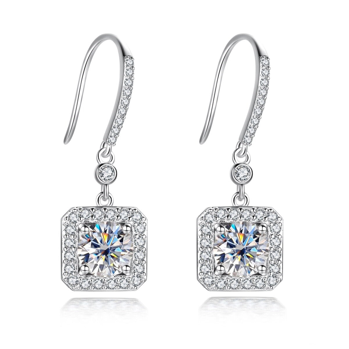 "Sq Drop" Earrings Moissanite Diamond
