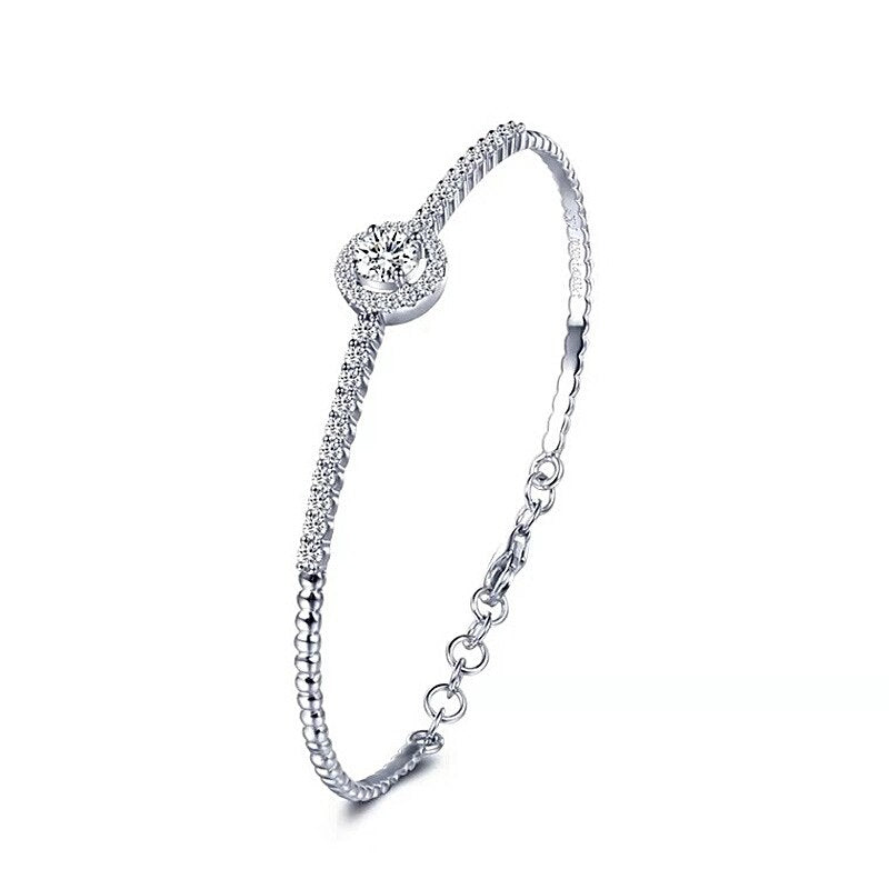 "Halo" Solid Bracelet Moissanite Diamond