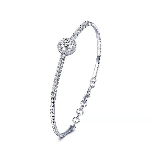 "Halo" Solid Bracelet Moissanite Diamond