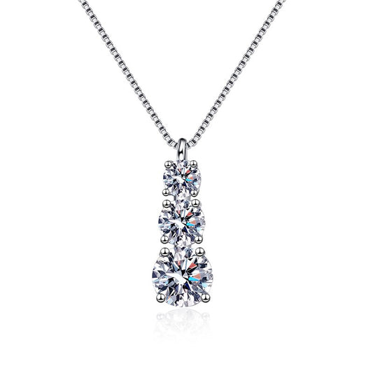 "Triple Diamond" Moissanite Diamond Necklace
